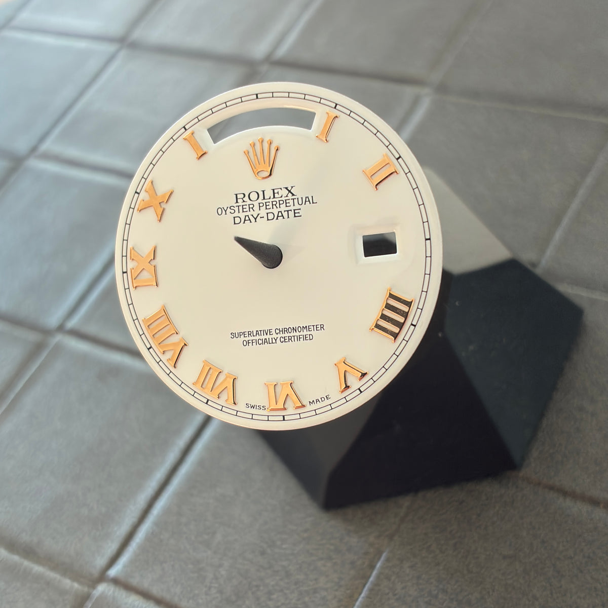 Authentic White Dial with Yellow Gold Roman Numerals for Rolex Daydate 36mm (Ref. 128238)