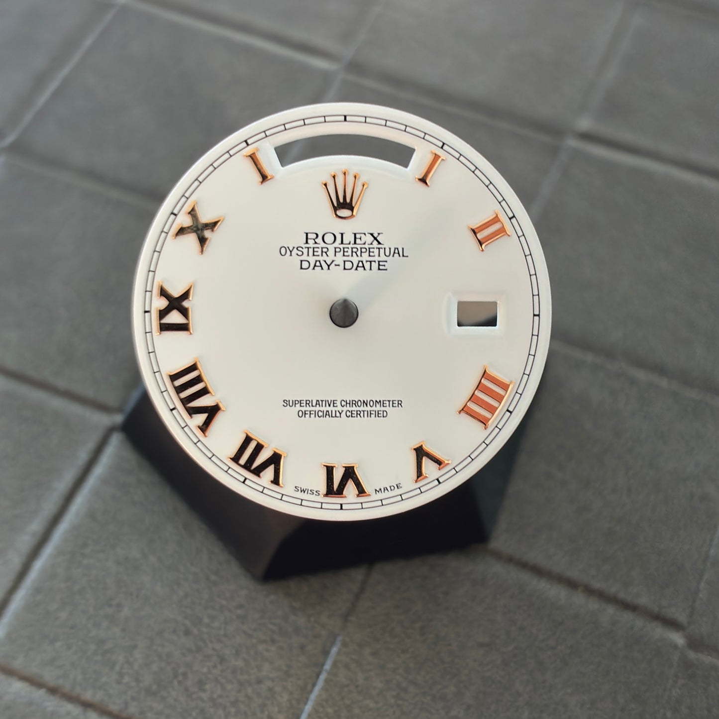 Authentic White Dial with Yellow Gold Roman Numerals for Rolex Daydate 36mm (Ref. 128238)