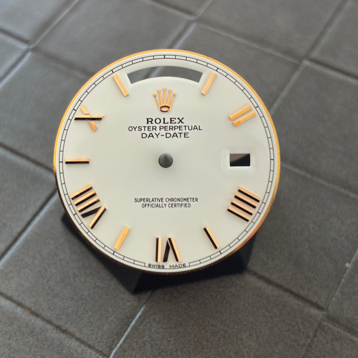 Authentic White Dial with Yellow Gold Roman Numerals for Rolex Daydate 40mm (Ref. 228238)