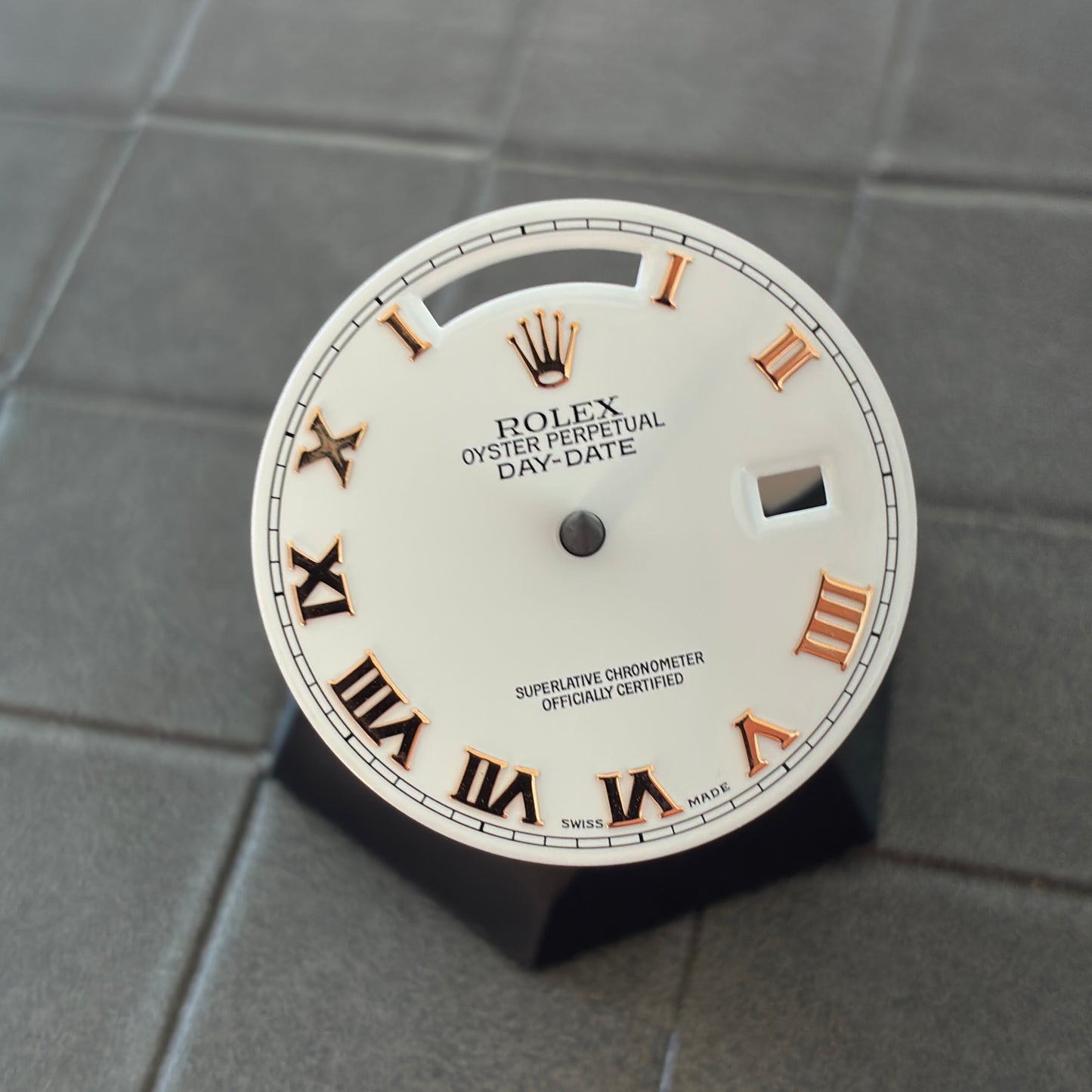 Authentic White Dial with Yellow Gold Roman Numerals for Rolex Daydate 36mm (Ref. 128238)