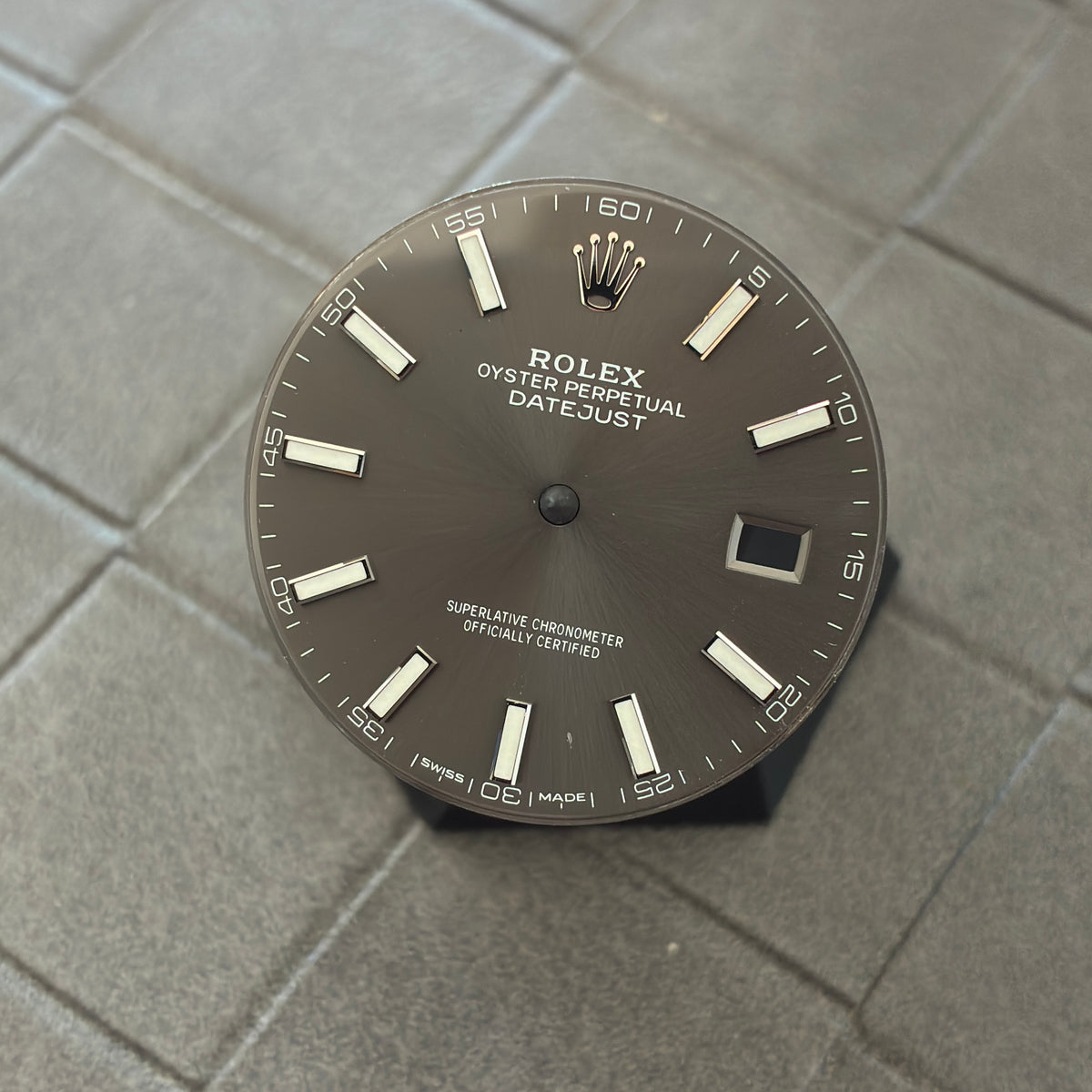 USED Authentic Rhodium Grey Index Dial for Rolex Datejust 41mm (Ref. 126300/126334)
