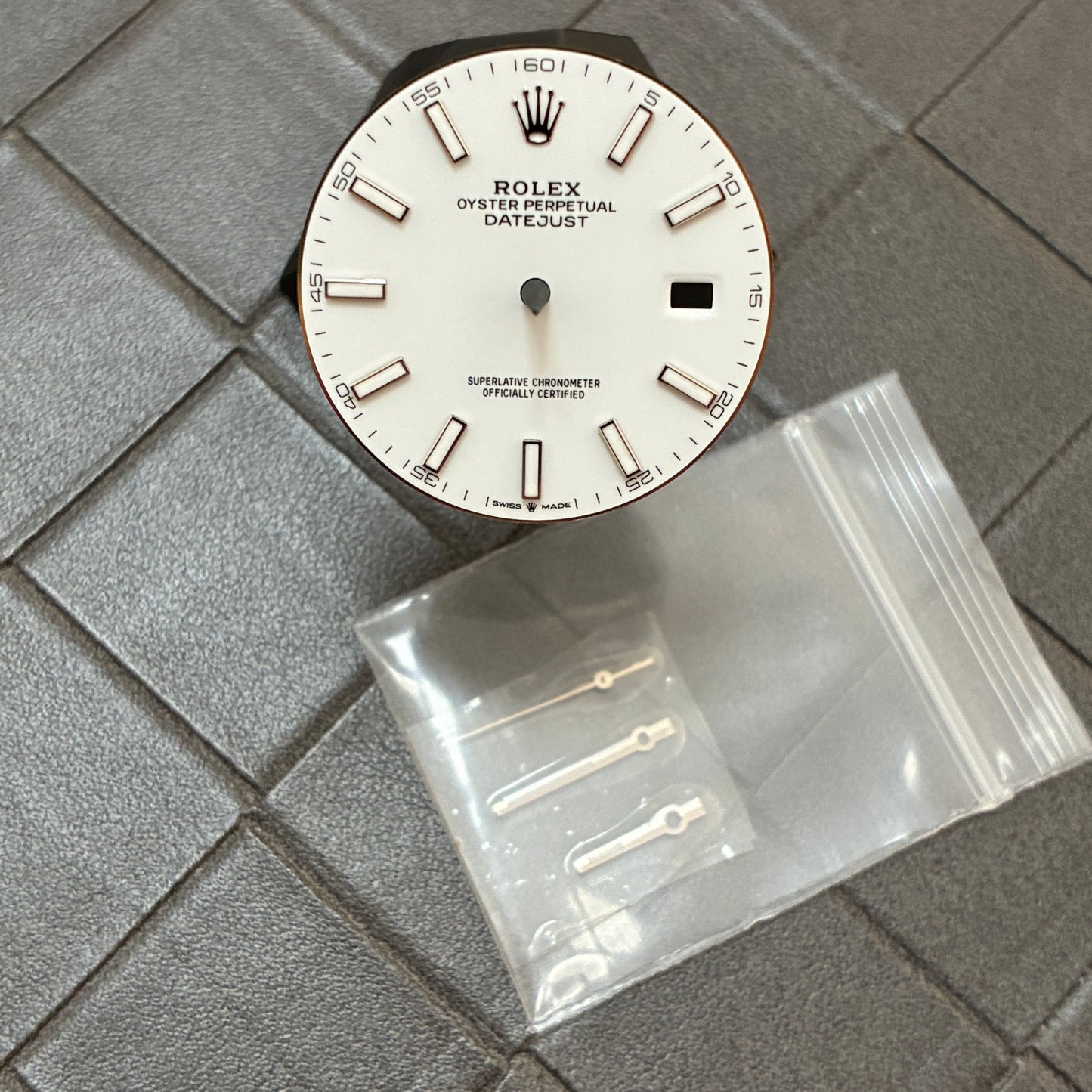 Authentic White Index Dial & Hands Set for Datejust 41mm (Reference 126300/126334)