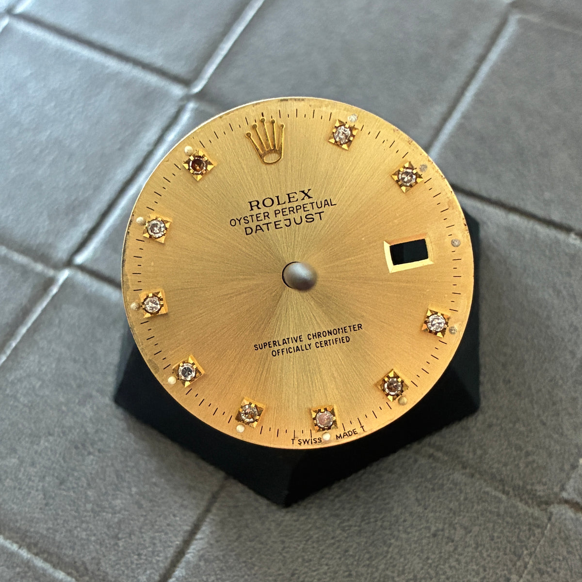 Damaged Authentic Champagne w/ Diamonds Index Dial for Rolex Datejust 36mm (Ref. 16018)