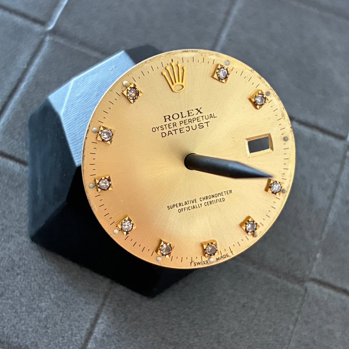 Damaged Authentic Champagne w/ Diamonds Index Dial for Rolex Datejust 36mm (Ref. 16018)